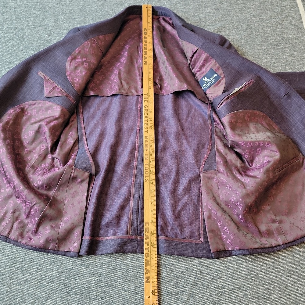 Psycho Bunny Blazer Men's 42R‎ Purple Wool Robert Godley Union Skull Lining - Picture 9 of 13
